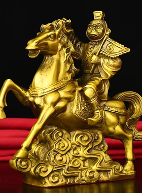 纯铜马上封侯摆件马上猴拿印猴手拿令旗生肖猴客厅书房办公室装饰