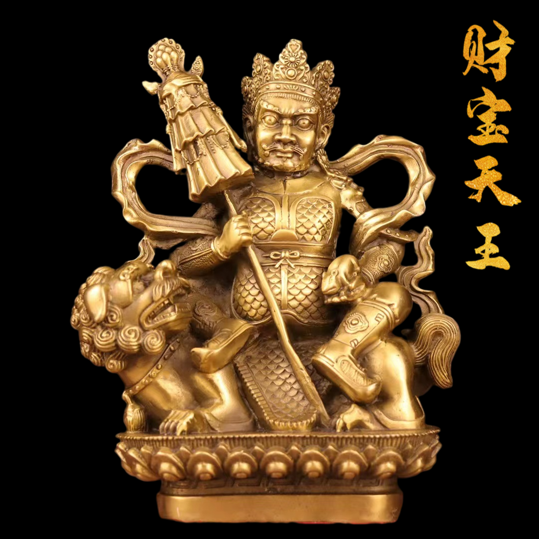 纯铜多闻天王摆件密宗财宝天王北方多闻尊天王毘沙门天毗沙黄财神