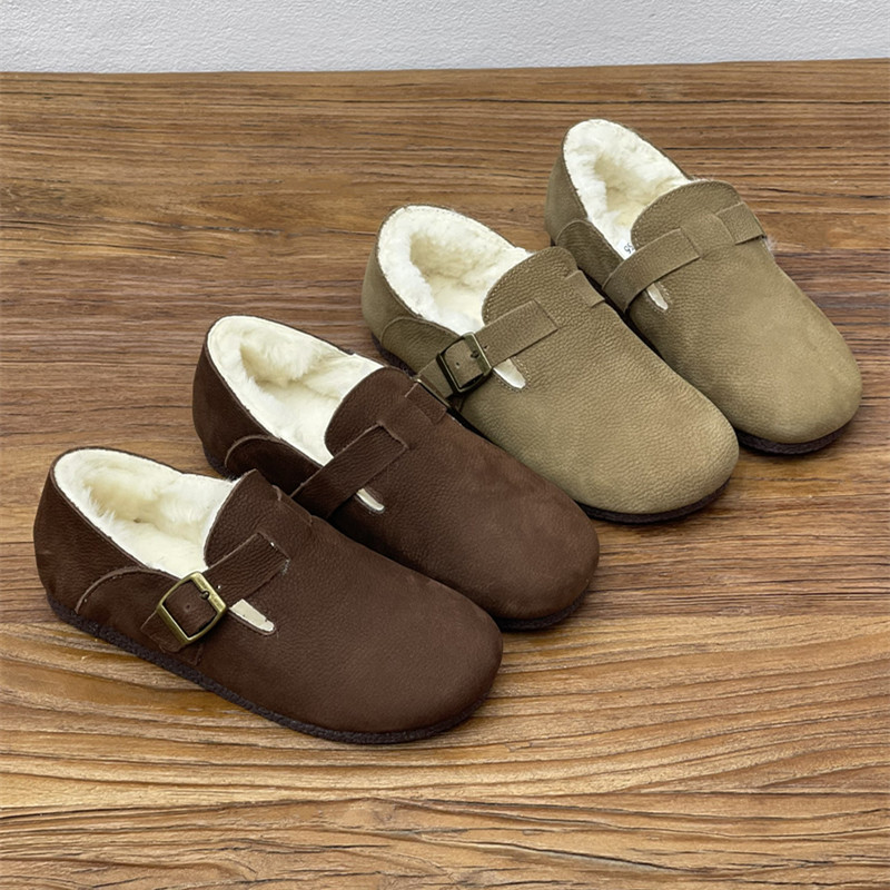 真皮加绒棉鞋勃肯鞋休闲平底单鞋