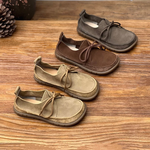 丑乐单鞋休闲系带软牛皮