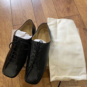 方头绑带单鞋 2025年新款 复古系带德比鞋 法式 真皮小众设计黑色单鞋