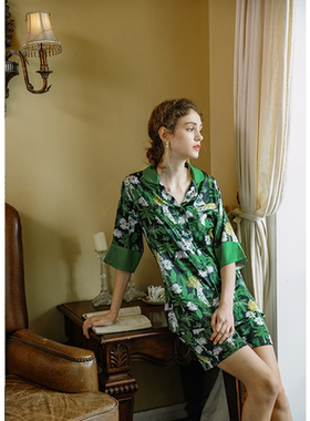 DEFINE｜2025AW设计师手绘印花丝质女套装短袖短裤夏季家居服睡衣