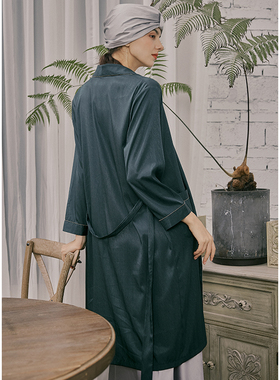 DEFINE法式睡衣女高级感吊带睡袍套装仿真丝质绸缎春夏长袖款晨袍