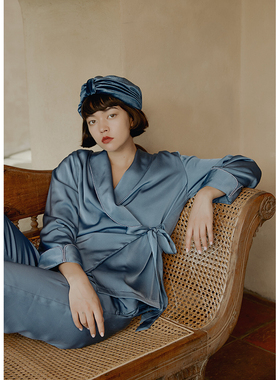 DEFINE秋冬季睡衣女丝质亚沙绒睡衣两件套装加绒厚款家居服可外穿