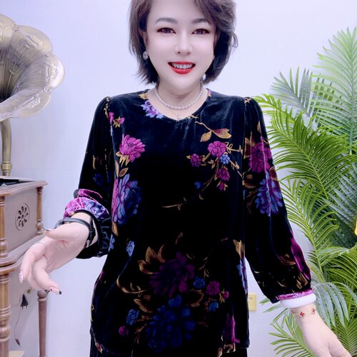 桑蚕丝小衫中老年时尚高档气质43A7777