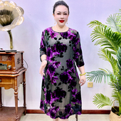 桑蚕丝连衣裙中老年高端大码 时尚 气质43A1969