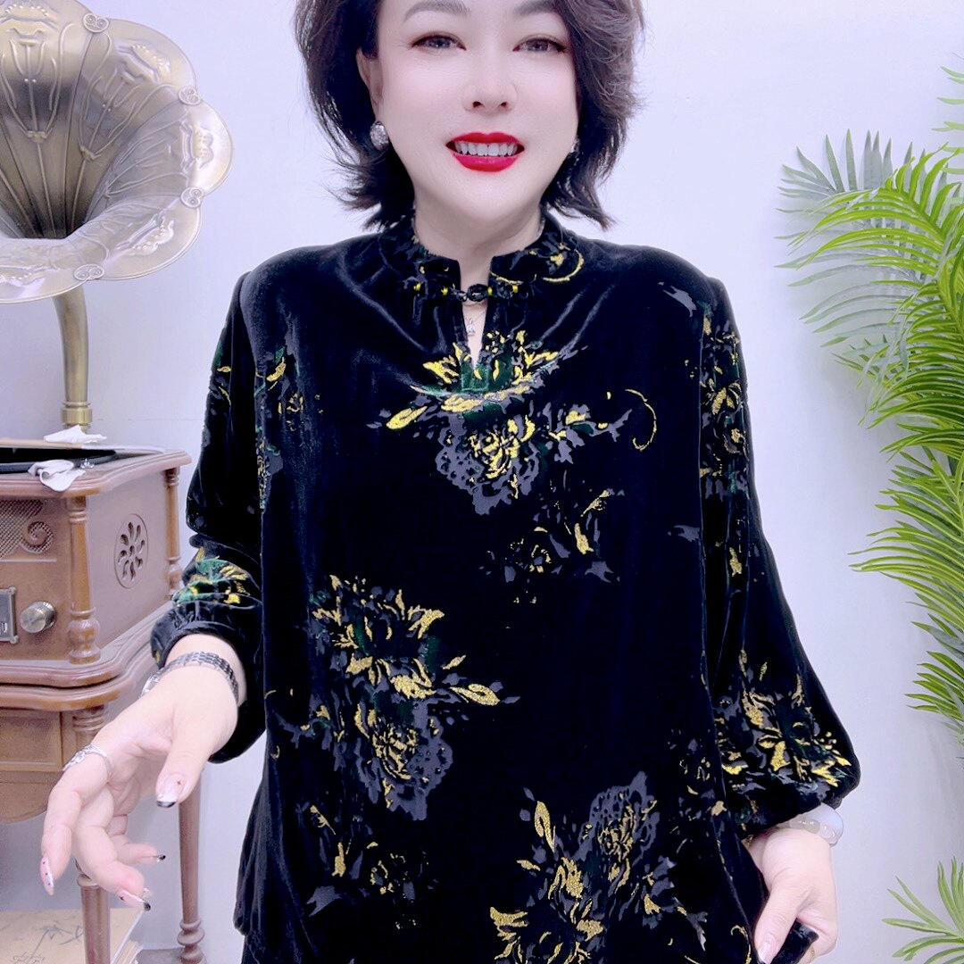 桑蚕丝小衫中老年时尚高档气质43A2237