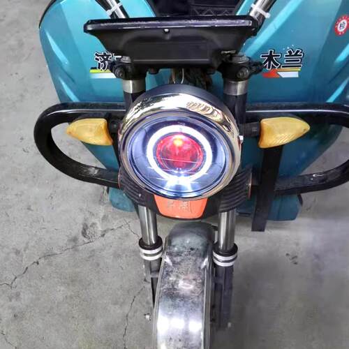 三轮车12V大灯总成超亮透镜双光