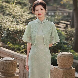 苏堇中长蕾丝连衣裙斗篷2023款 旗袍年轻 少女改良旗袍披肩春夏新款