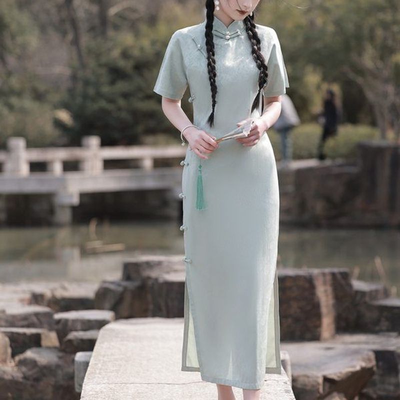 曼玉清古法云锦少女立领全新款