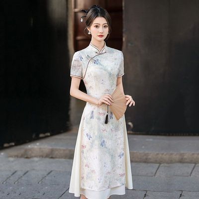 爱旗穿新中式2025奥黛旗袍款年轻