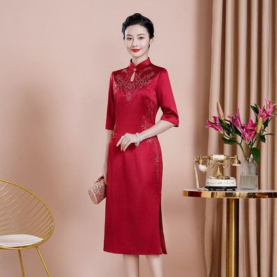 奕雯婆礼服中年旗袍参加婚礼妈妈
