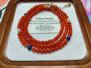 原创设计天然柿子南红玛瑙项链新中式国风轻奢手链多圈手串送闺蜜