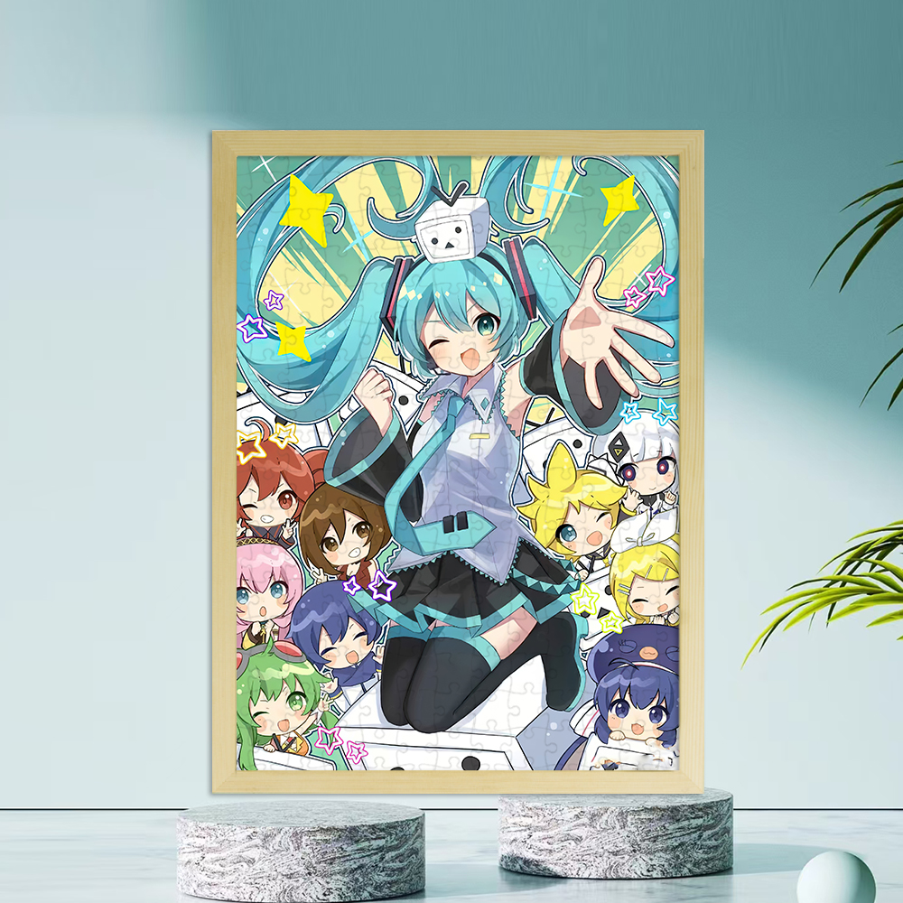 初音未来木质拼图带相框