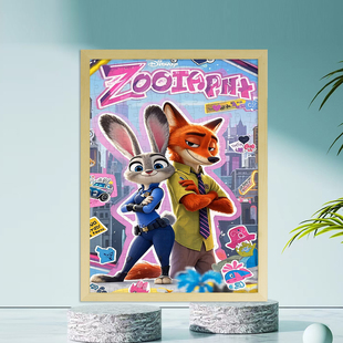 疯狂动物城高颜值木质拼图6-10岁以上儿童益智玩具男女孩礼物有框