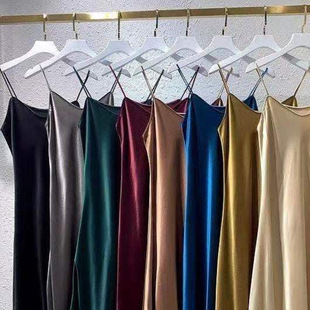 仿三醋酸中长款 2026新款 新款 夏季 高档杭州缎面连衣裙2025流行女装