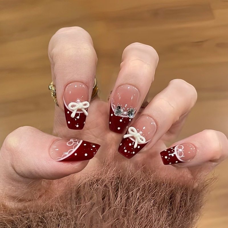 手工儿童美甲穿戴甲高级感中长款红芭蕾裙摆假指甲贴片2026年新款,彩妆/香水/美妆工具,美甲工具,淘宝优惠券,粉丝福利购,淘宝优惠卷