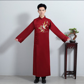 民国大褂中国风中式 相声服长衫 男士 伴郎绣花服表演演出服长袍马褂
