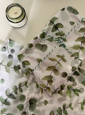 原野森林尤加利叶雪梨纸绿色图案鲜花礼盒内衬纸服装包装绳拷贝纸