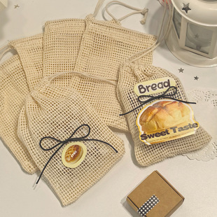 ins布艺抽绳小卡出卡收纳包装袋美拉德纯棉麻diy礼品打包束口网袋