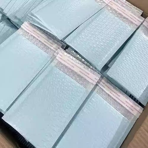 奶蓝色自粘信封气泡袋博主出小卡打包材料折页包装快递物流保护袋