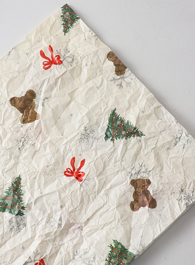 可爱圣诞节包装纸花束手揉内衬纸雪梨纸礼物装饰丝带出卡打包材料