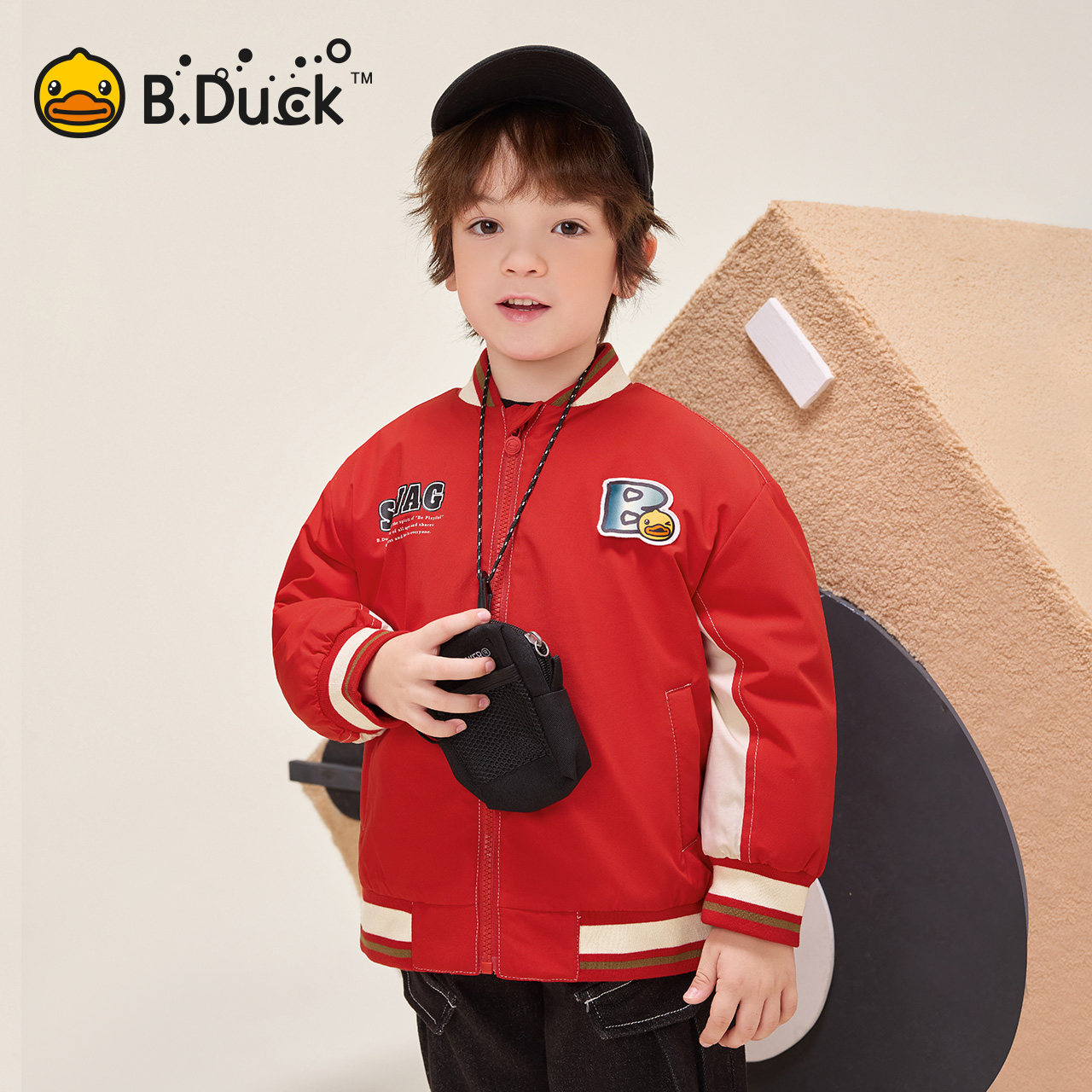 B.Duck小黄鸭童装冬季男童保暖休闲外套棒球服上衣105-150 BF5533