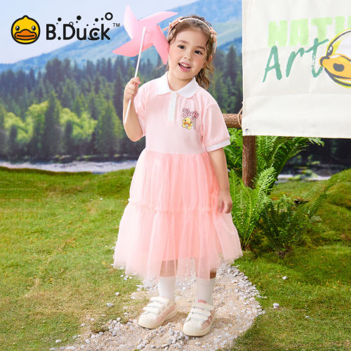 bduck小黄鸭童装女童连衣裙夏装2026新款儿童裙子甜美网纱连衣裙