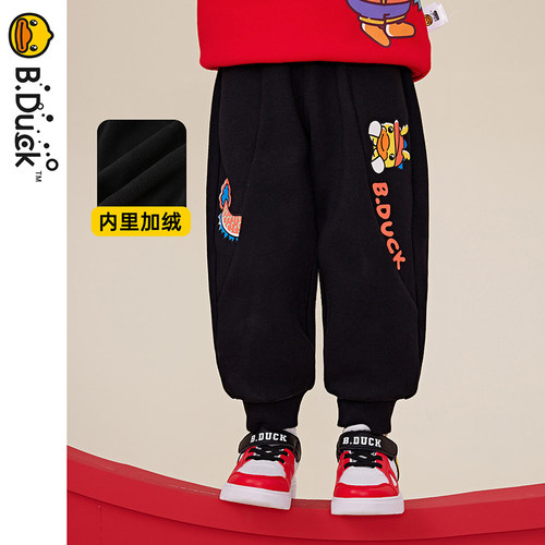 B.Duck小黄鸭童装儿童针织长裤男童冬季可爱加绒裤子潮 BF5463050
