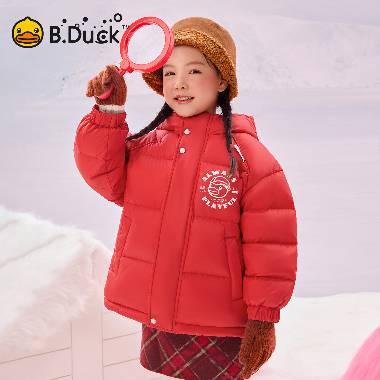 B.Duck小黄鸭儿童保暖羽绒服冬季新款男女童连帽外套 BF5516006