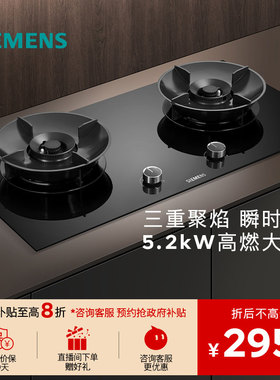 西门子嵌入式燃气灶具5.2聚焰猛火厨房家用双灶玻璃天然气95A3MB