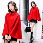 150cm小个子毛呢大衣外搭145米披风短款 呢子外套女ins140斗篷披肩