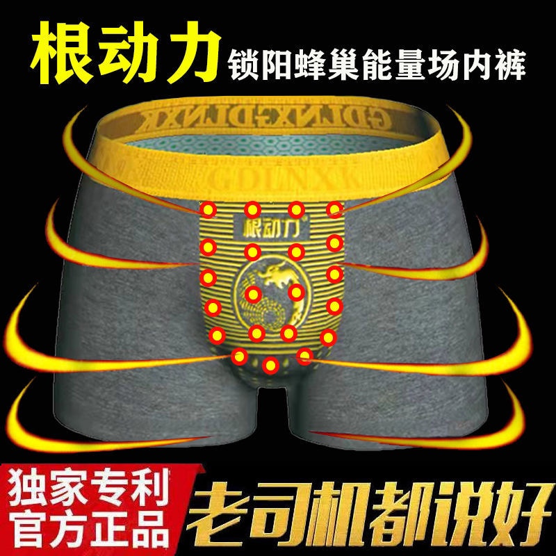 男士内裤保健理疗勃根动力锁阳蜂巢能量内裤性感平角裤头透气柔软