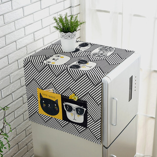 棉麻冰箱罩双开门单适用海尔美的微波炉罩滚筒波轮洗衣机防尘盖巾