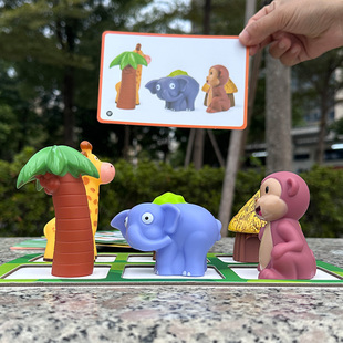 丛林小动物排排队躲猫猫桌游空间思维方位关系2 5岁儿童益智玩具
