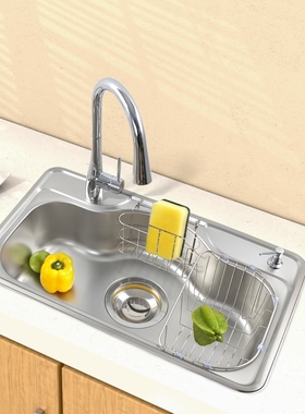 白鸟百洲系水槽进口304不锈钢大单槽纳米抗菌一体洗菜盆CDS780