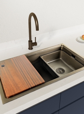 白鸟国潮系304不锈钢无痕家用厨房大单槽枪灰色HE75451S-KG