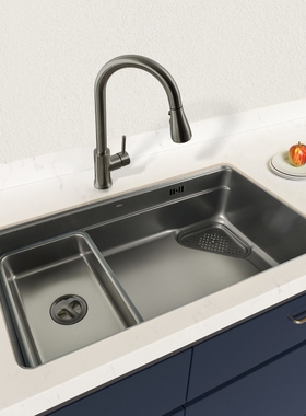 白鸟厨房水槽304不锈钢大单槽枪灰洗菜盆洗碗池台下盆HE75421-DMG