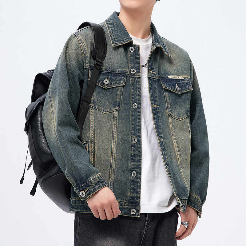 复古痞帅水洗男款长袖高级感夹克