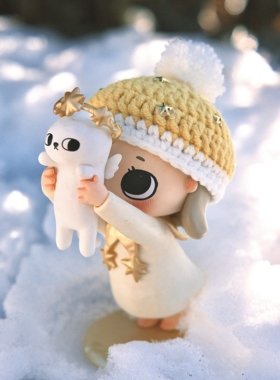 Nyota天使星冬日针织手作改娃毛线帽装饰配件创意复古简约小帽子