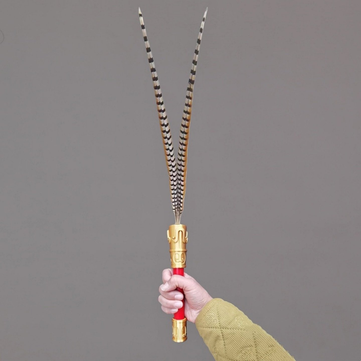 国风古典舞手羽 祭祖祭祀佾舞羽翟道具 戏曲翎子翎毛底座手柄把手