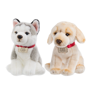 FAO毛绒狗狗玩具哈士奇床上睡觉抱枕公仔拉布拉多女生儿童礼物