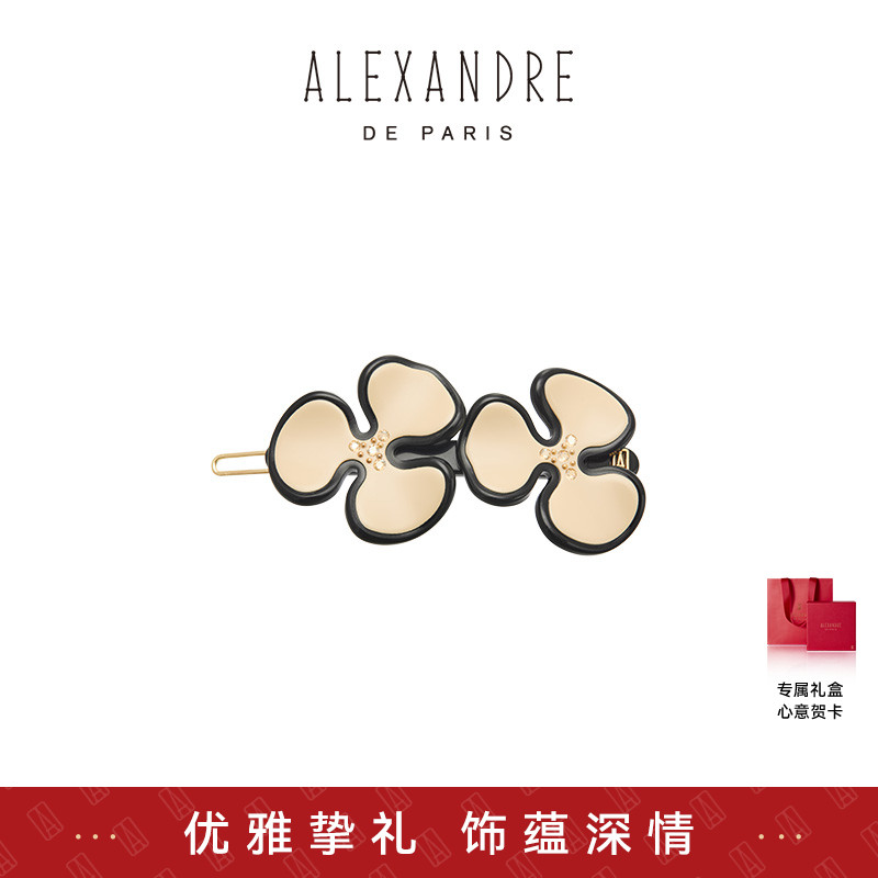 【礼物甄选】ALEXANDRE DE PARIS巴黎亚历山大山茶花边夹刘海夹