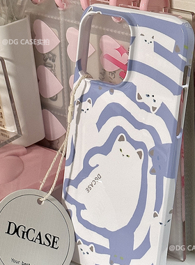 DGCASE原创手机壳来图定制iphone15pro/14plus/13mini/12/11可爱绕线猫适用苹果iPhone16promax半包硬壳