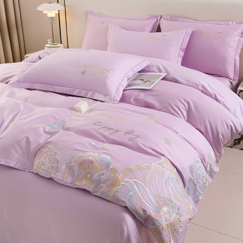 80支纯棉四件套长绒棉轻奢被套