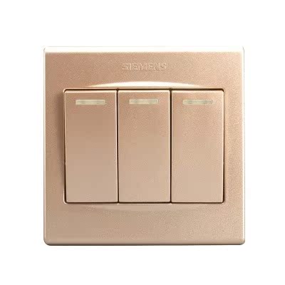 西门子开关插座品宜香槟金三开单控三联双控三位开关面板墙壁暗装