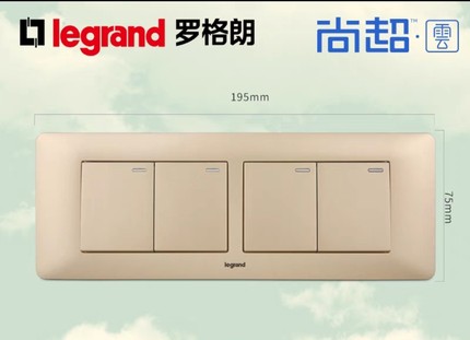 TCL罗格朗开关插座118型尚超云系列金色四开单控四联开关四位单开
