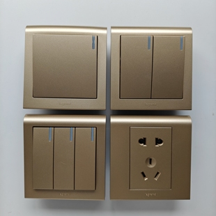 罗格朗开关插座K5金色五孔一开二开三开单控双控三孔电视电脑电话
