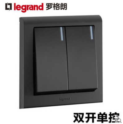 TCL罗格朗开关插座K5黑色二开单控二开双控双开双控二位开关86