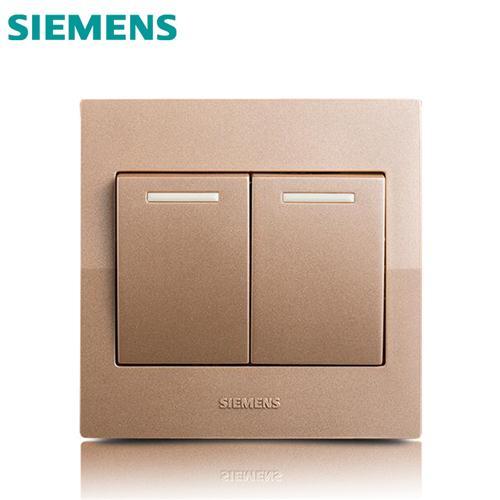 西门子开关插座悦动香槟金二开双控双开双控两联开关86墙壁面板